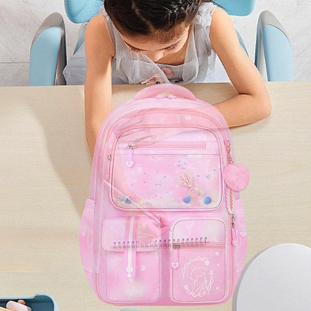 Multiple Pockets Children Backpack Side-Open Student School Bag Cute Shoulders Bag  Travel