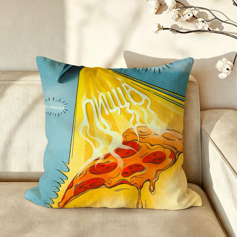 Food PPizzaHHut Cushion Cover Pillow Case Antidustmite Pillowcase Silky Short Plush Sofa Cushion Cover Hot