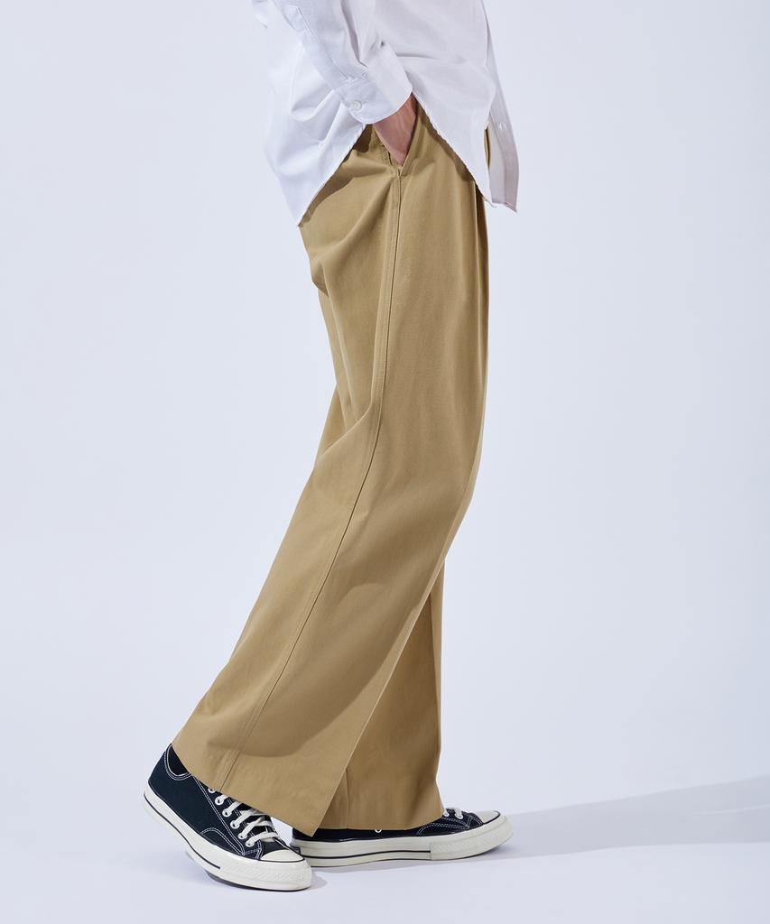 TOPBOY [2Pack] Relaxed Cotton Double-Pleat Wide Chino Pants 3 Colors