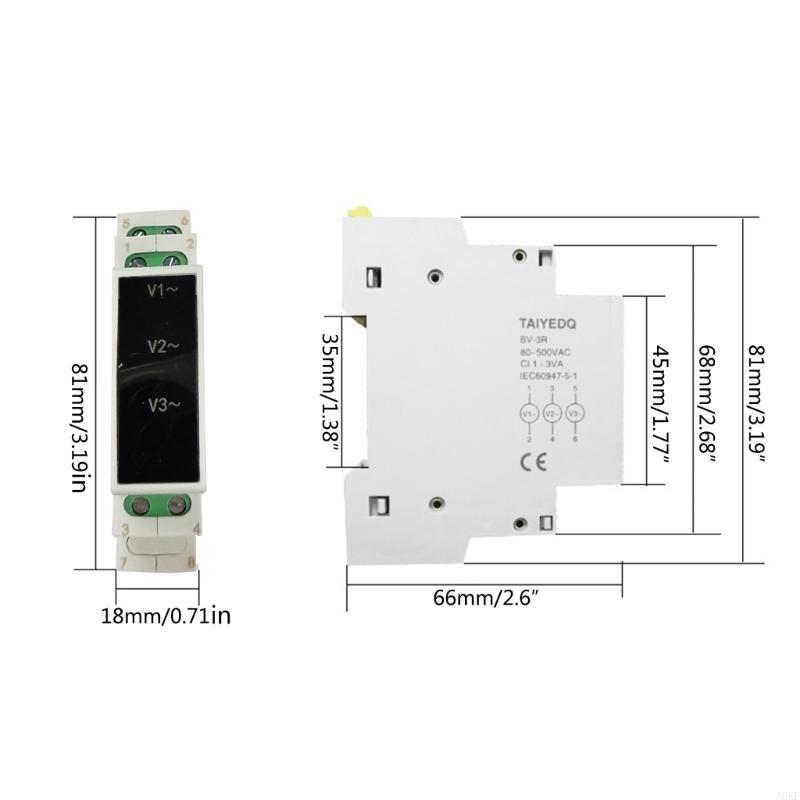 Din Mount Meter Tester AC80V-500V Three Phase Voltmeter Gauge A0KF