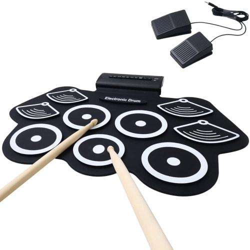 UPstore Portable Roll-Up Electronic Drum Pad with 9 Pads, 2 Pedals, Practice Pad, Recording and Playback, USB Powered, and Drumsticks Included