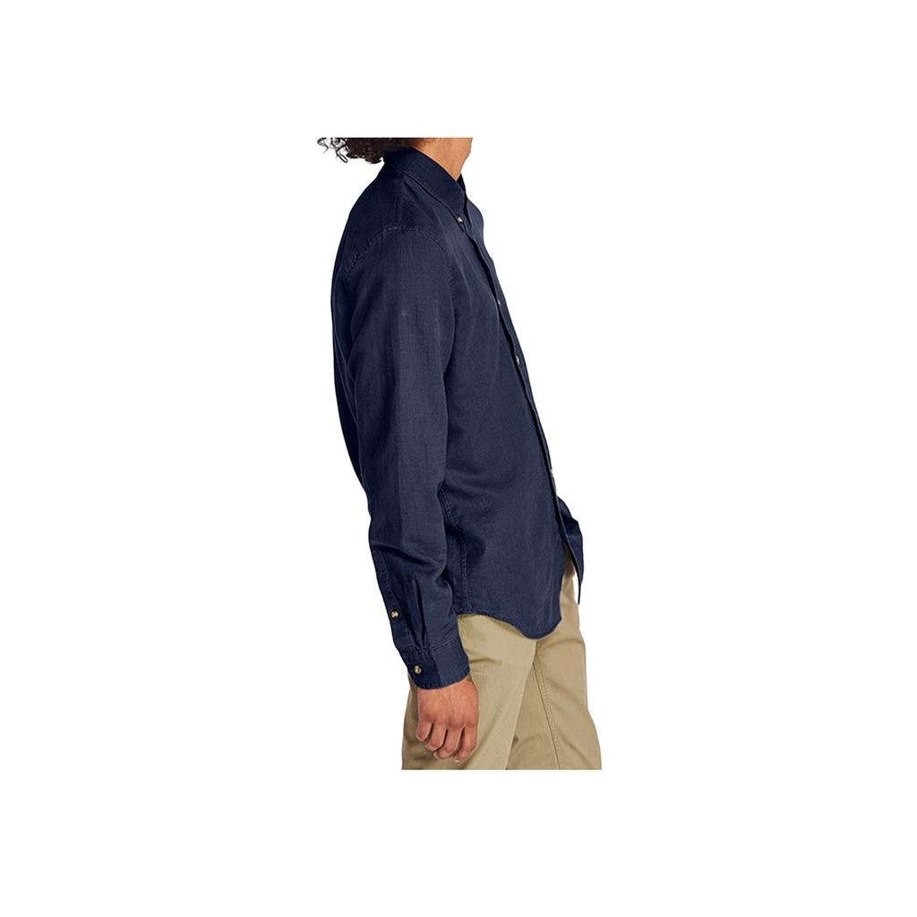 Timberland Embroidered Logo Curved Hem Long Sleeve Shirt Men shirts Dark-Blue A1SHF433