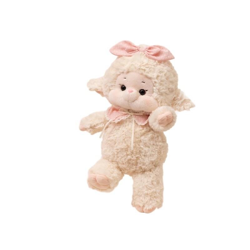 Plush Sheep Rabbit Toy With Polka Dot Bow And Scarf Decoration For Kids Kids Gift And Home Decor