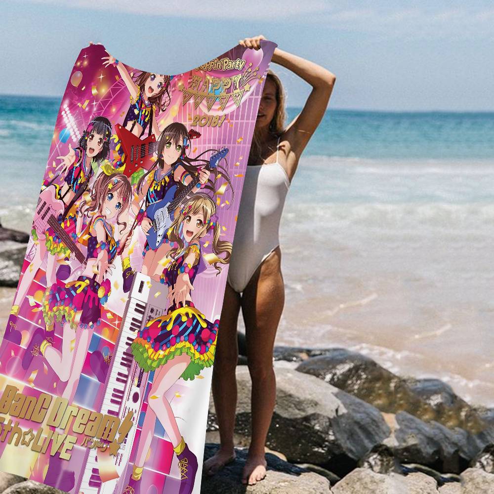 Anime BanG Dream Anime Beach Swimming Towel Soft Absorbent Washcloth Children's Gifts For Kids Travel Camping Gym