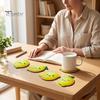 Home Office Desk Coasters 4PCS Cute Lemon Shape Wooden Coasters, Non-slip Heat Insulation Pads, Natural Wood Grain Decorative Tableware for