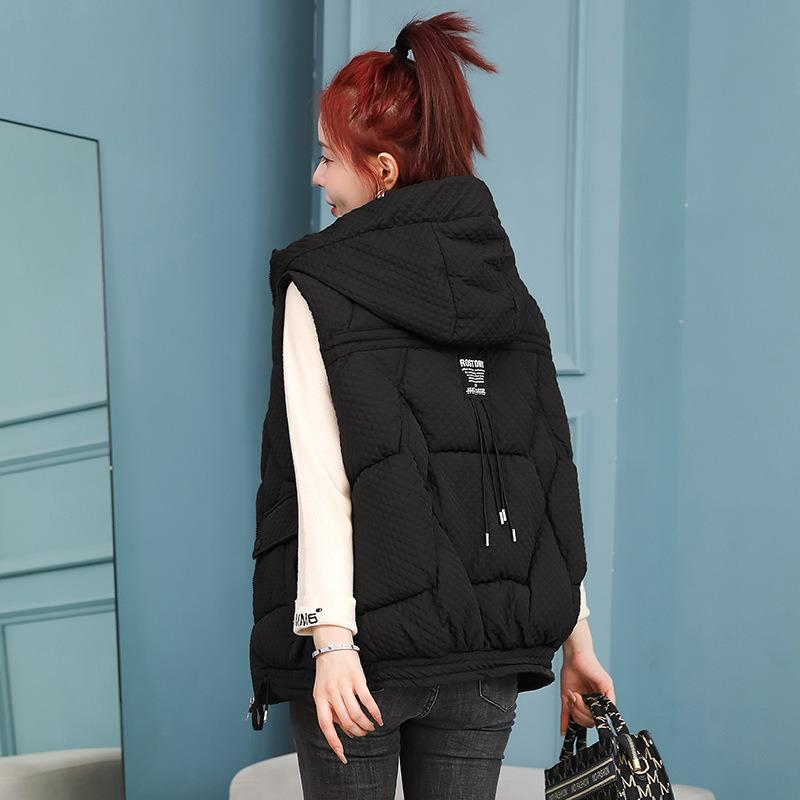 Vest Women's Autumn and Winter New Foreign Style Hooded Jacket Wearing Vest