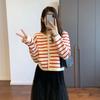 Original Niche Design Gold Button Striped Knitted Cardigan Women Knitted Sweater Casual Long Sleeved Sweater Cardigan Female Top