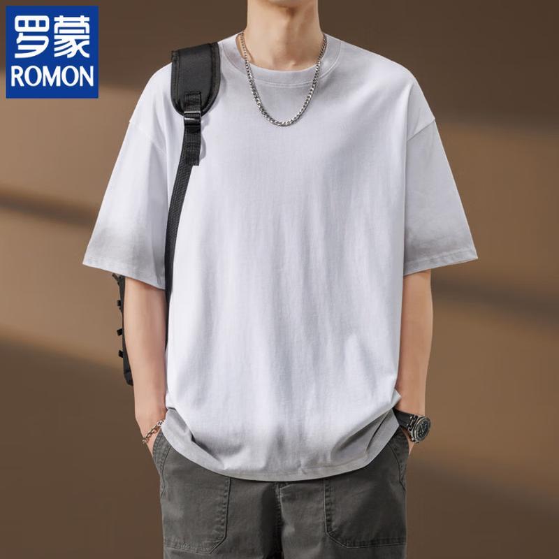 ROMON Men s Pure Cotton Crew Neck Short Sleeve T-Shirt 2XL