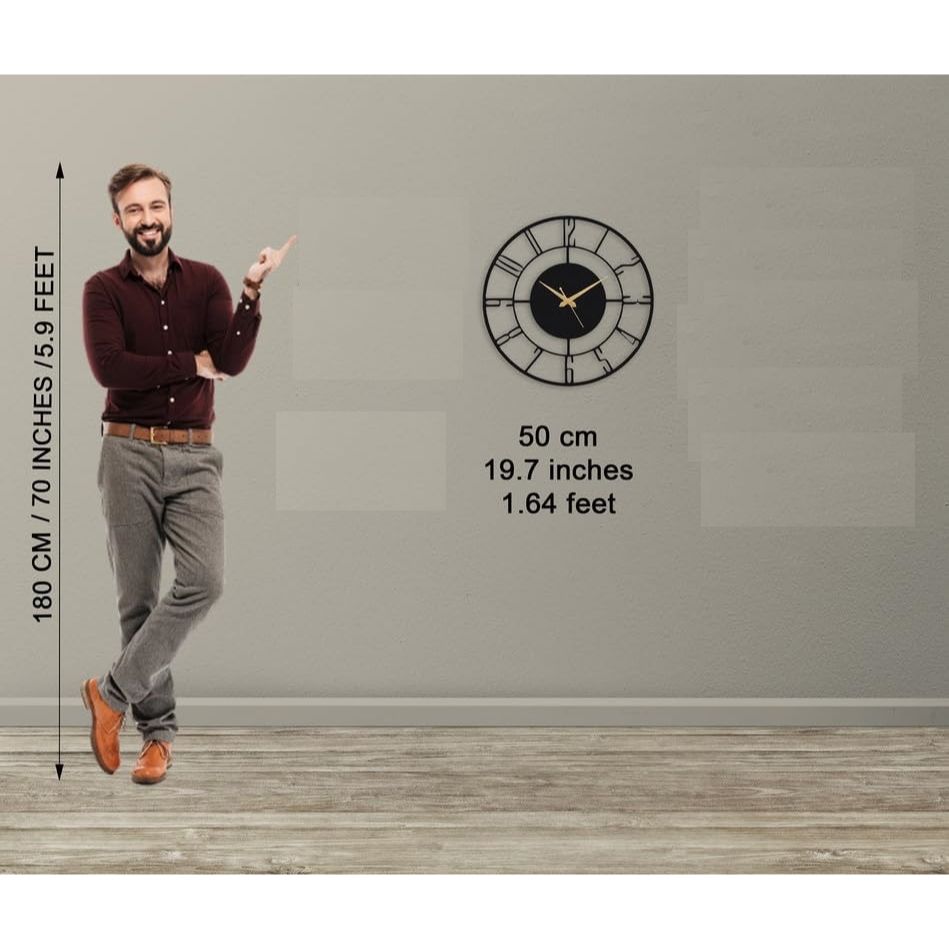 Large World Map Wall Clock, Metal Minimalist Modern Clock, Round Silent Non-Ticking Battery Operated Wall Clocks for Living Room/Home