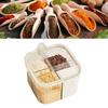 4 Grid Clear Seasoning Box Kitchen Spice Pot Condiments Storage Container with Cover and Spoon