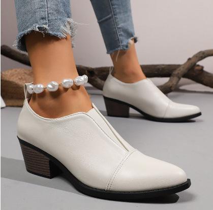 Anti-slip Shoes - New Style Pointed-toe Thick-soled Boots for Women in Large Size, Single Shoes