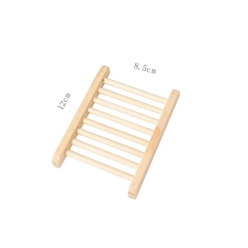 4pcs Natural Wooden Bamboo Soap Dish Tray Rack Plate Box Holder Soap Storage Organizer Bathroom Drain Shelves