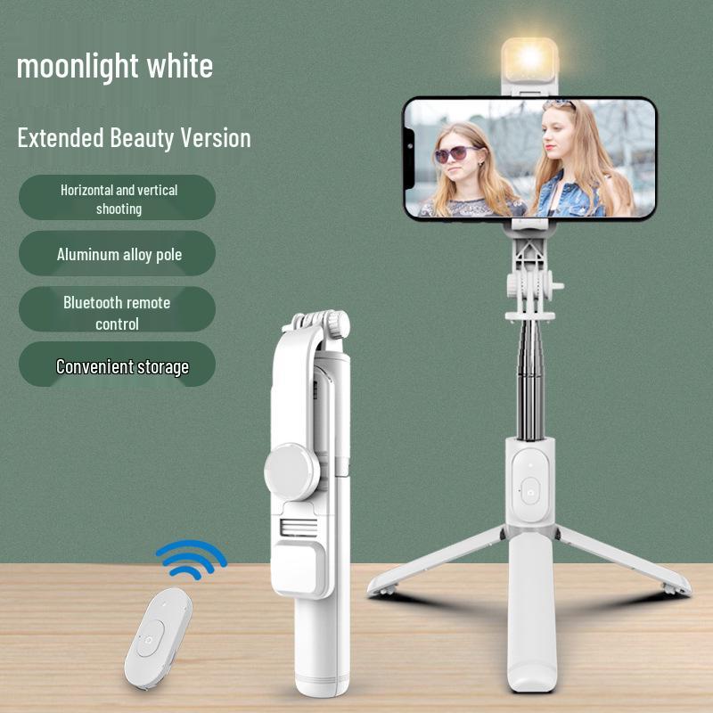 Bluetooth Extendable Selfie Stick Tripod with Anti-Shake and Fill Light for Live Streaming - Model Q02
