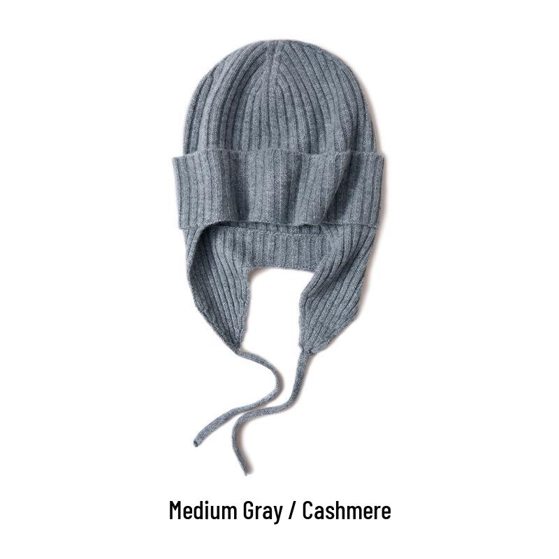 Autumn/Winter Pure Cashmere Earflap Knit Hat - Retro, Warm, Cold-Proof.