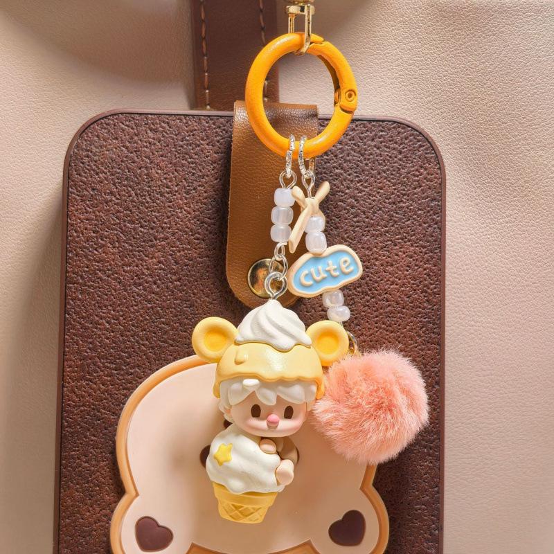 Genuine Pop Mart Hug Series Ice Cream Phone Chain & Keychain Bag Charm Women's Grain Pendant
