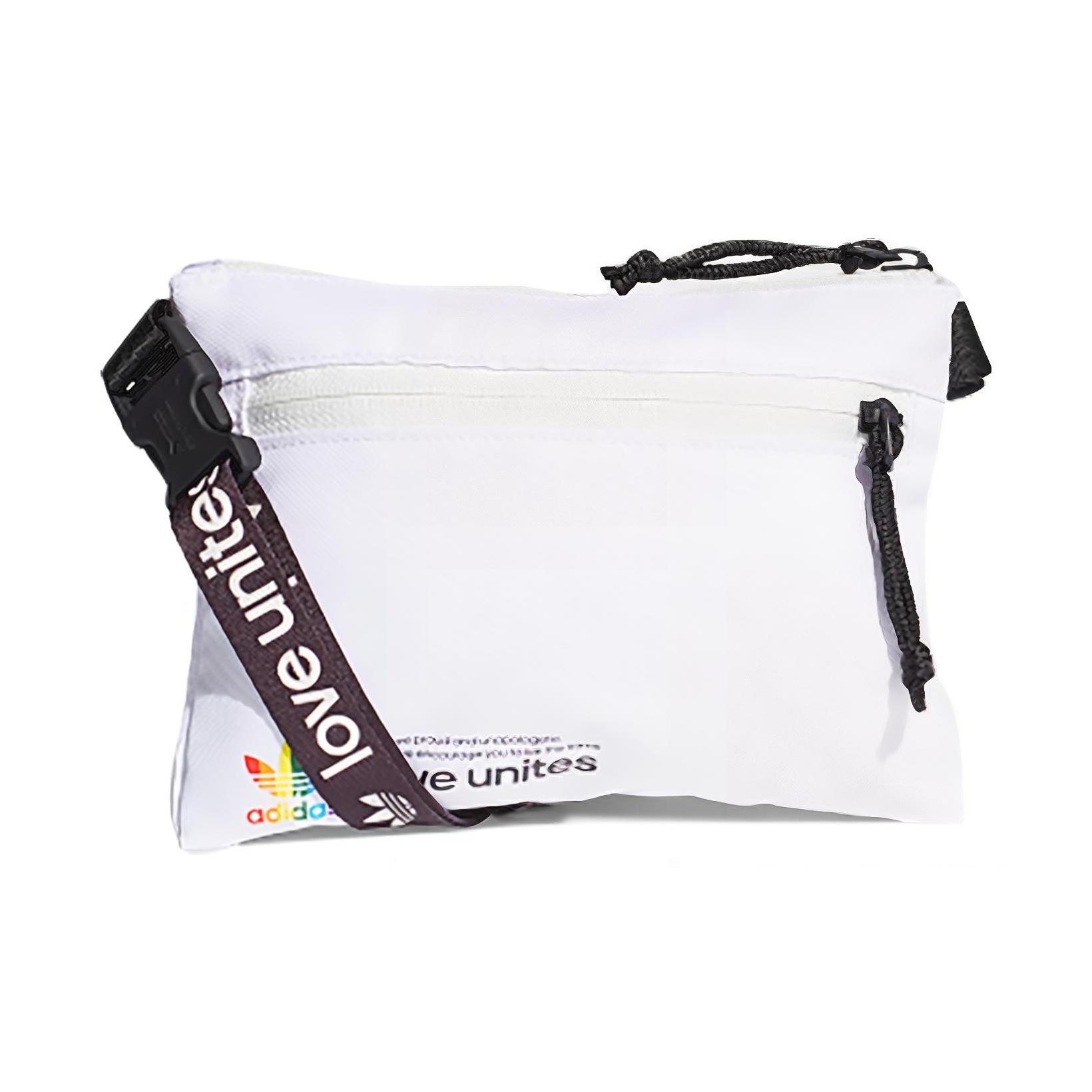 Adidas Originals Trefoil Sports Casual Trendy Brand Logo Print Zipper Closure Shoulder Crossbody Bag Unisex Bags White GP2588 White