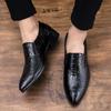 Men's Crocodile Pattern Leather Shoes: Pointed Toe Business Formal & Casual British Retro Style