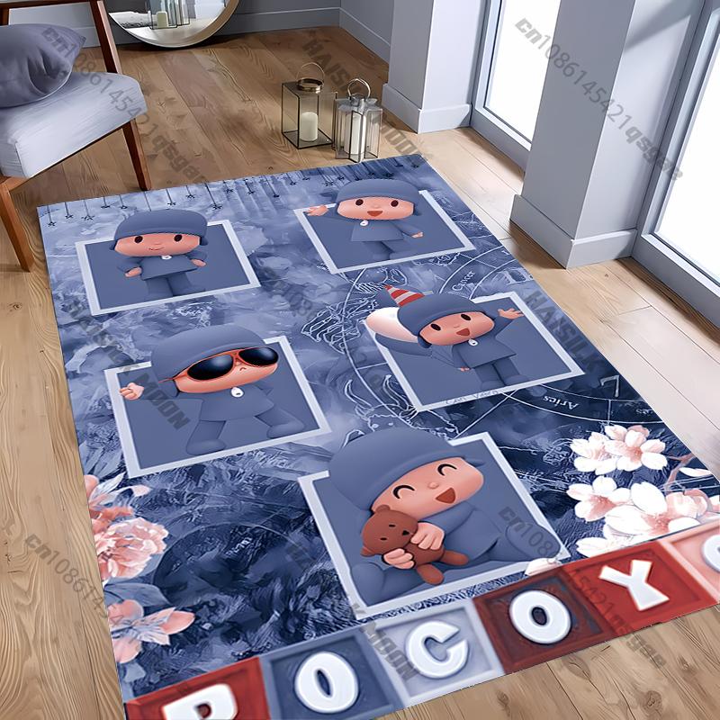 Süßer Cartoon P0c0y0 Motiv Teppich für Wohnzimmer, Schlafzimmer, Kinderzimmer, Großer rutschfester Dekorativer Teppich, Wunderbares Geschenk für die Familie