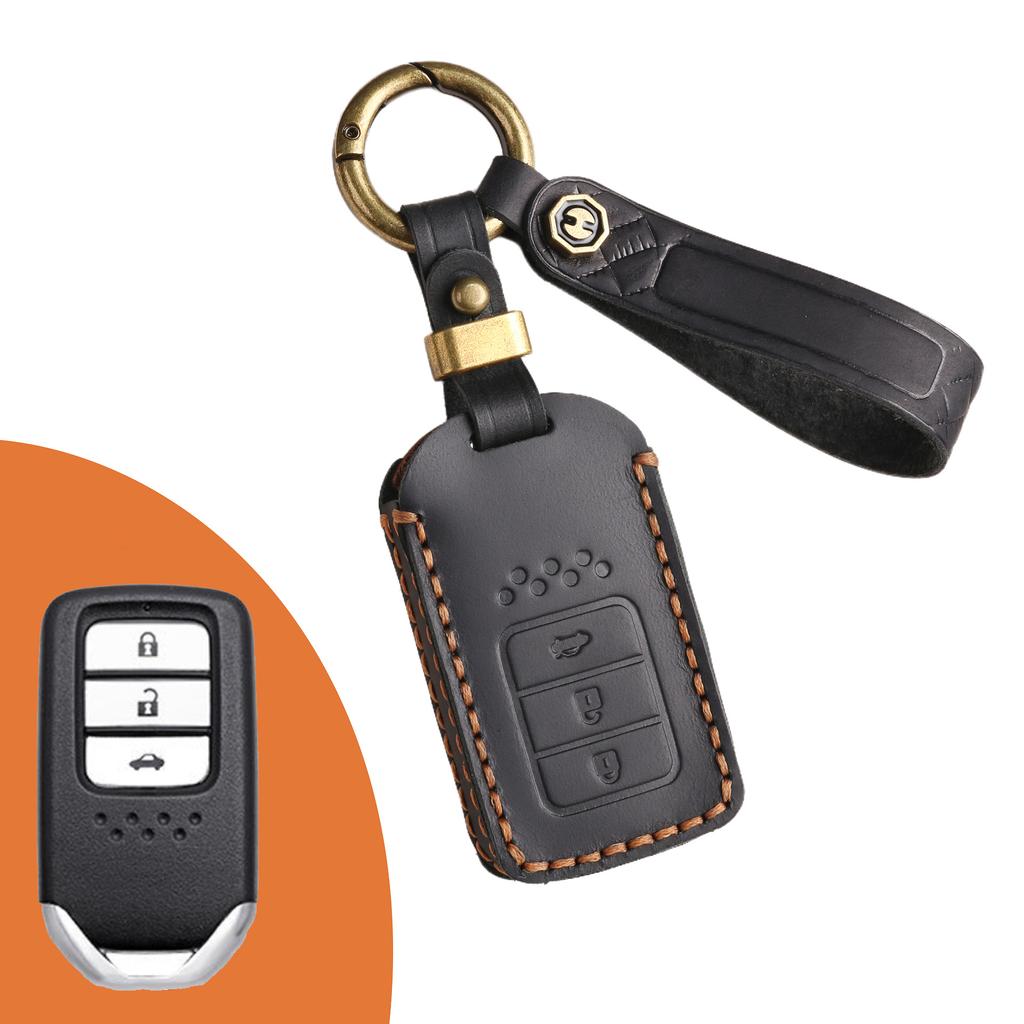 The key case is suitable for Honda key cover, Fit Civic Accord Crown car key cover, genuine leather.
