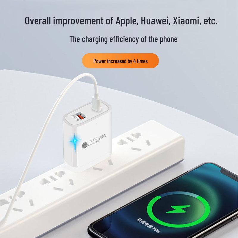 Dual-Port PD20W USB Charger, US Standard - Fast Charging for iPhone and Apple Devices