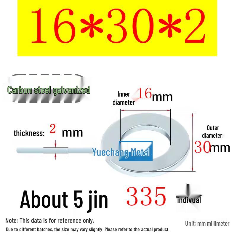 Galvanized Iron Flat and Square Washer Set - Thick, Enlarged, Extra Large, and Special Shapes
