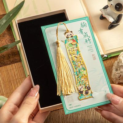 Empty Carved Panda Bookmark Elegant Metal Bookmark Classical Chinese Style Cultural Creativity Memorial Gift for Elementary Scho