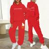Womens Printed Letter Hooded Sweatshirt Jogger Pants Set Winter Casual Sportswear Outfit