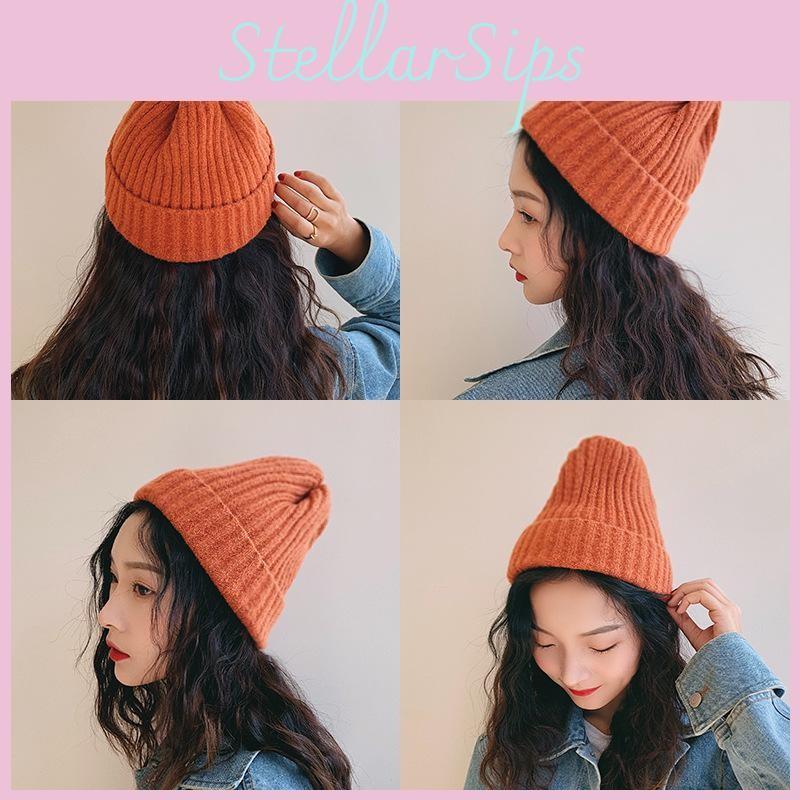 Comfortable Cotton Warm Knit Hat For Winter Versatile Colors Hightop Beanie
