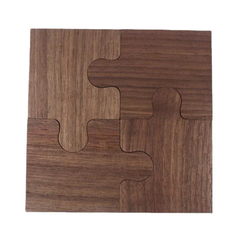 1 Set Wooden Puzzle Coaster Wooden Japanese Tea Ceremony Tea Cup Holder Beech Insulation Pad Walnut Cushion Tableware Decor NEW