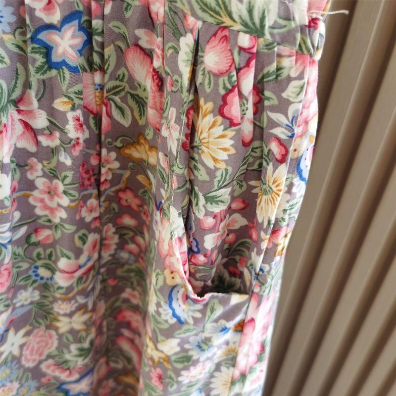 Summer New Arrival Women's Clothing Loose Round Neck Drawstring Sleeveless Printed Noil Poplin Dress Floral Sleeping Dress Soft Plaid