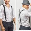 Mens Clip Suspender Elastic Adjustable Prevent Slip 6 Clip Y Shape Mens Suspender Brace for Suits Black