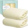 SORONSO Ibul Gauze Bath Towels, Soothing for Bare Skin, One-Touch Absorbent, 6-Layer Gauze, Muted Colors (Beige, Set of 2)