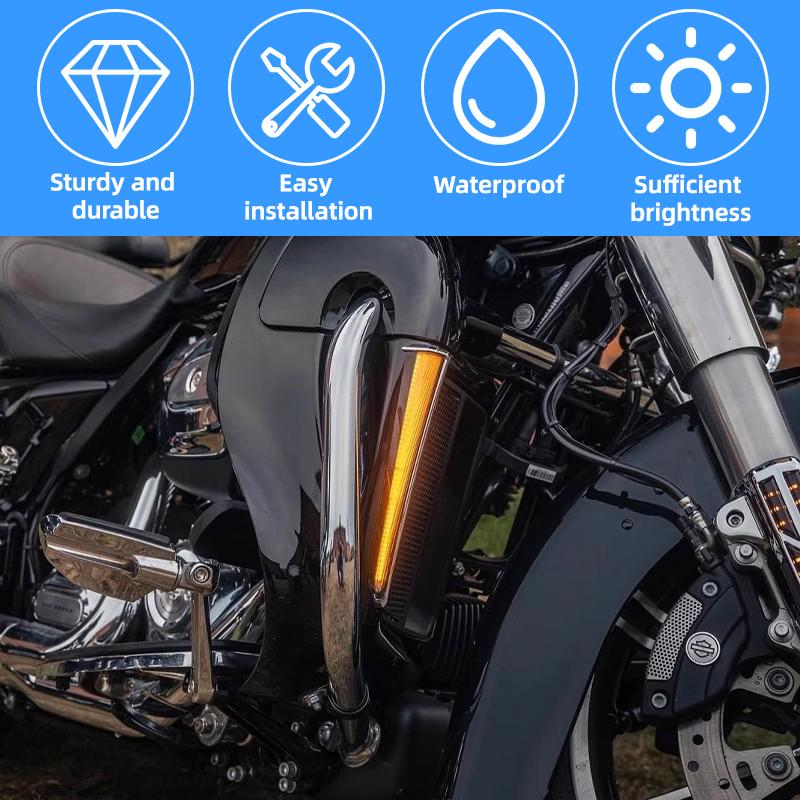 Running Lights Motorcycle LED Lower Fairing Turn Signal Lamp ABS For Harley Touring Road Street Glide Electra Glide FLHR 2014-up