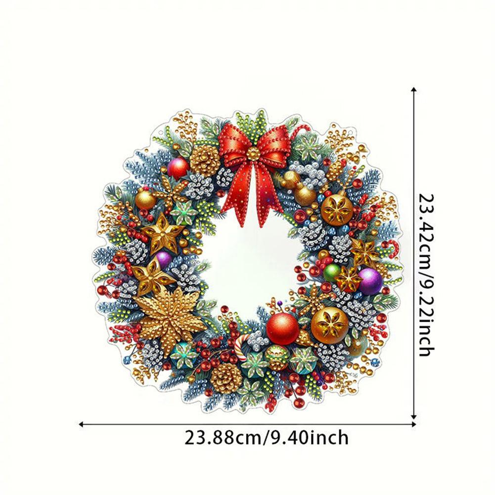 Special Shaped Diamond Painting Wall Decor Wreath Acrylic Christmas Crystal Painting Wreath for Home Window Door Decor Gifts