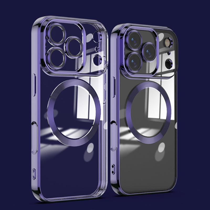 

Plating Transparency Phone Case For iPhone 17 Pro Max Air 16E 14 15 Plus 12 13 16 Pro For Magsefa Wireless Charging Cover iPhone17 Pro