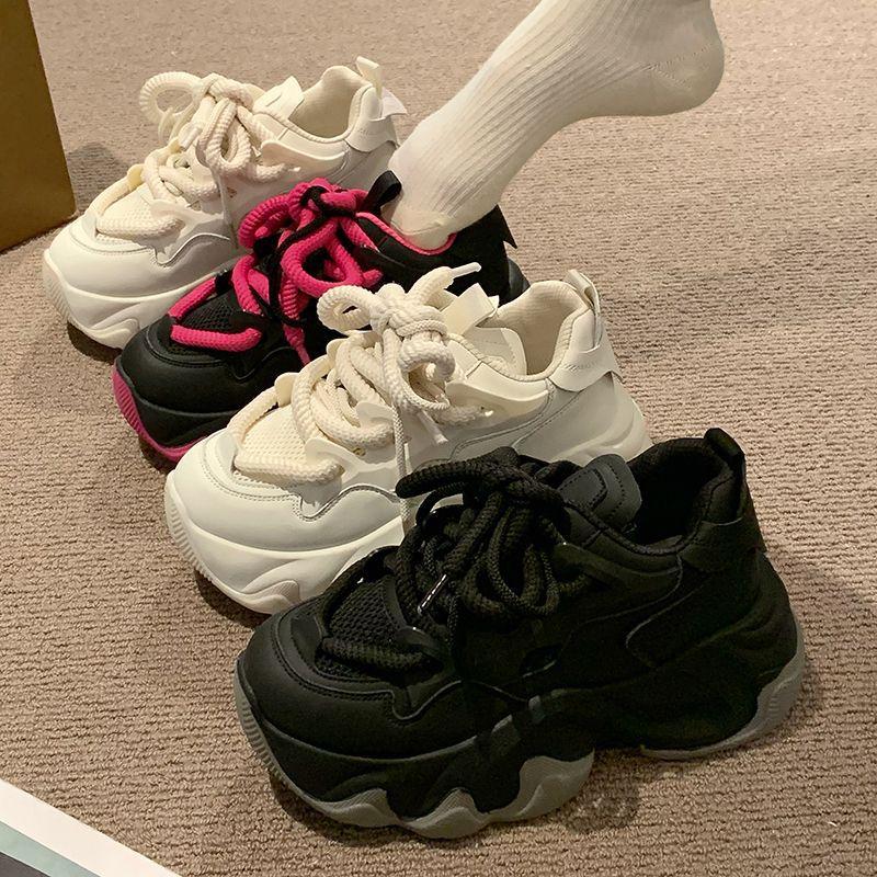 Daddy Shoes Girl 2025 New Autumn Platform Muffin Shoes Heightening Sports Shoes Ins Autumn and Winter Casual Running Shoes