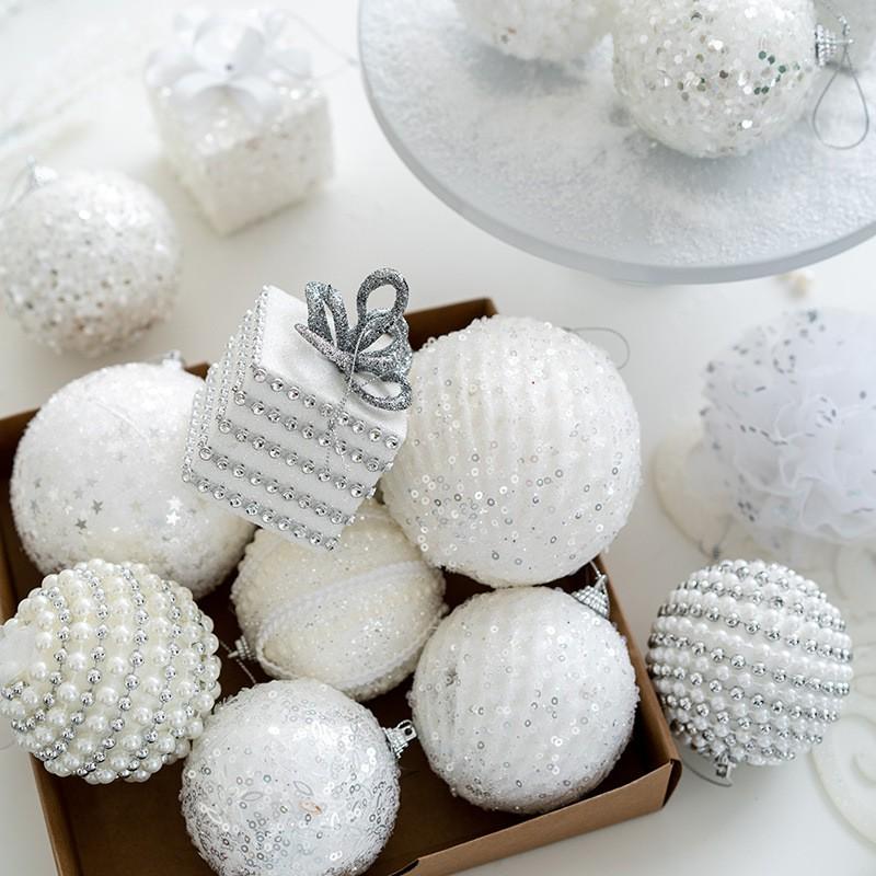 Premium White Foam Christmas Ornaments Set Tree Decor Window Display Ceiling Hanging