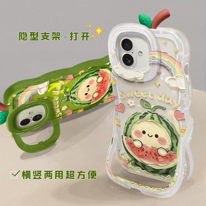 Oil Painting Watermelon Is Suitable for Apple 11promax Mobile Phone Case Iphone11 Transparent 11 Double Bracket 11 Cute Anti-drop