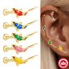 S925 Sterling Silber Diamantbesetztes Koi-Tier Flachkopf Gewinde Piercing Knochennagel Klassische Ohrringe