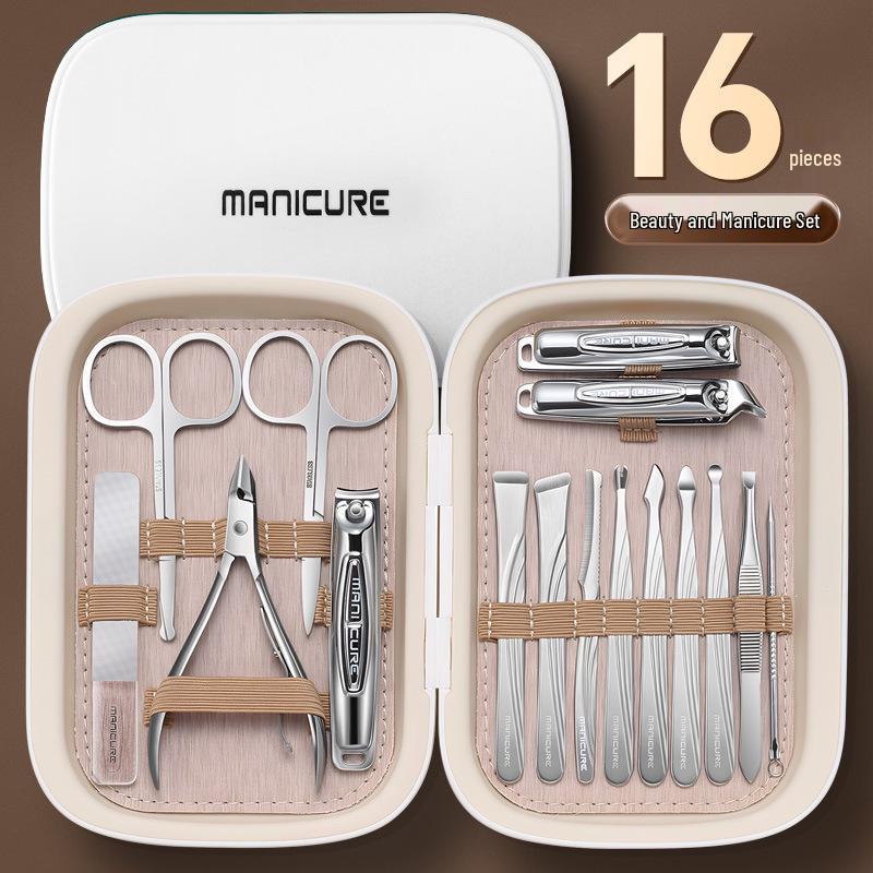 16-Piece High-Quality Nail Care Set for Men & Women: Clippers, Manicure, Tweezers, and Elegant Storage