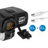 Doppel-USB-Motorrad Digitaler Wassertemperaturmesser Voltmeter + Thermometer Telefonladegerät