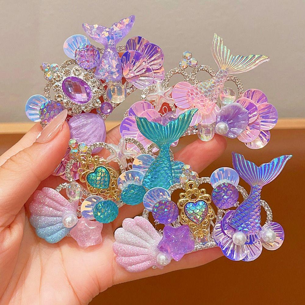 Carina Principessa Sirena Corona di Strass Stile Marino Copricapo Pettine Forcina Accessori per Capelli