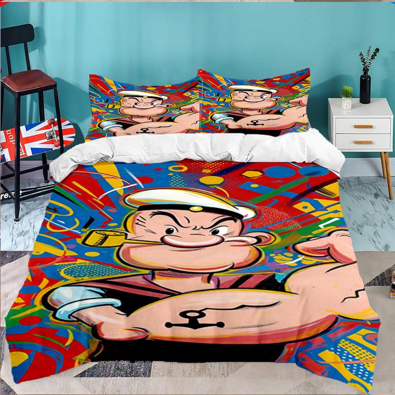 Popeye's Strength Displayed 3PCS Bedding set,Ideal for 1pc Duvet Cover And 2pcs Pillowcases Perfect for Fan gift,Ideal for Bedroom, Dormitory