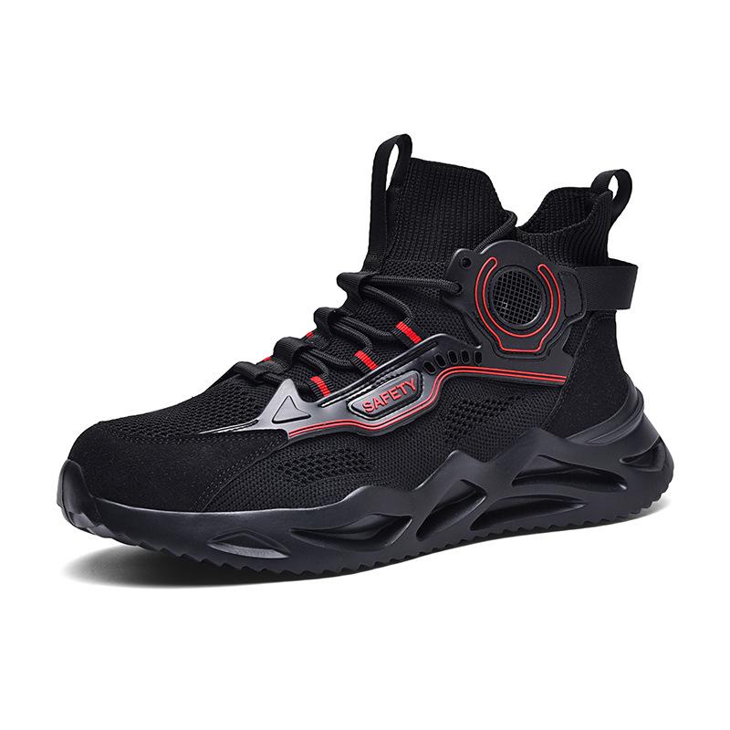 

Foreign trade large size men s flying knitting high-top labor insurance shoes men s anti-smashing and stab-proof construction site wear-resistant ele 36