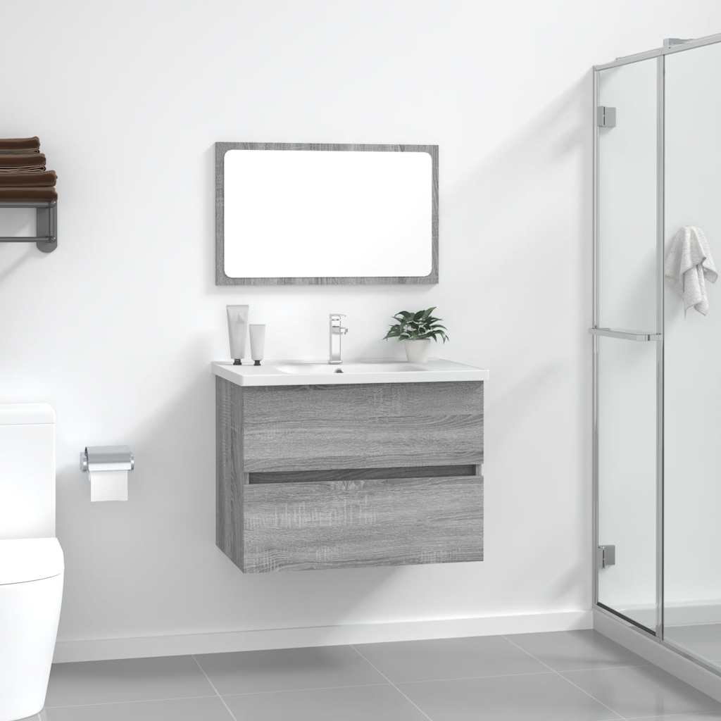 2 Piece Bathroom Furniture Set Grey Sonoma Particleboard