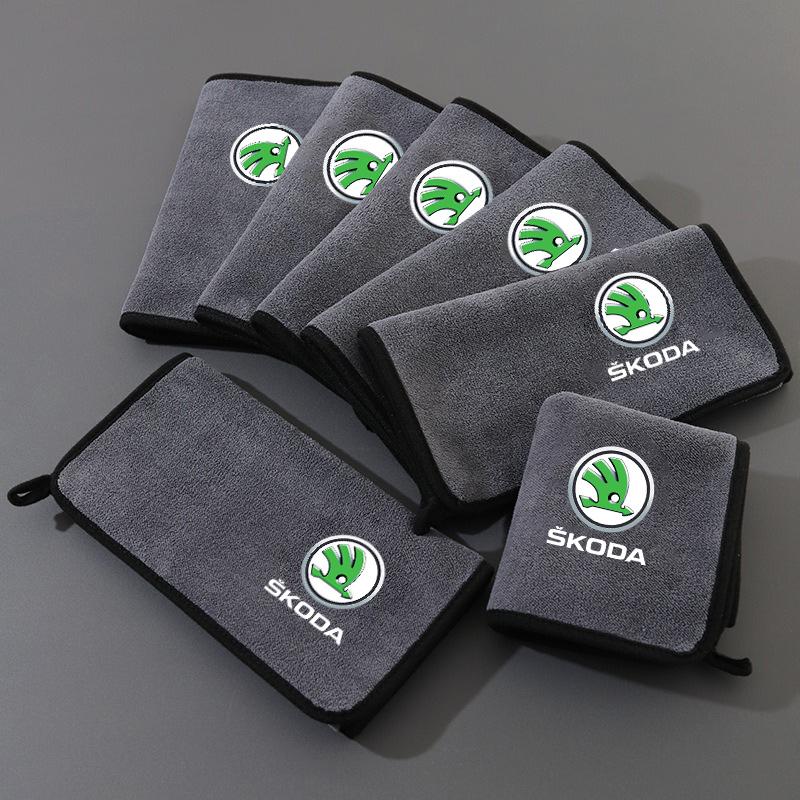 LJUL4 Car Wash Cleaning Microfiber Towel Car Cleaning Drying Cloth For Skoda Fabia 1 2 Octavia A7 RS Superb Rapid Yeti Karoq Vision