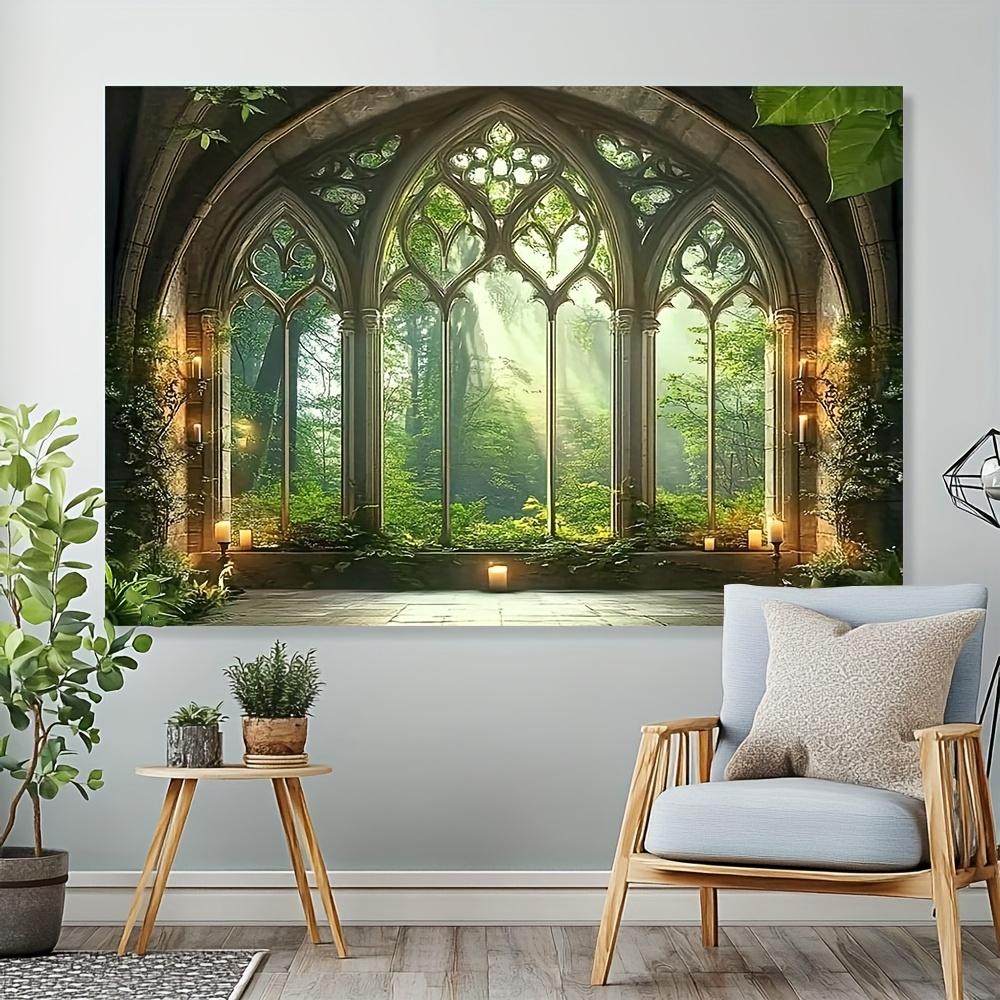 1 piece of gothic forest, gothic cathedral window, polyester fiber photograph background, decorative banner