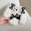 Plush Bow Diamond Lattice Rabbit Ears Phone Case for iPhone 17/16 Pro Max