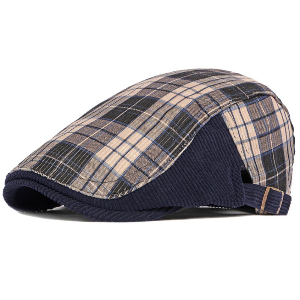HT4952 Beret Cap Thick Warm Autumn Winter Hats for Men Women Artist Painter Plaid Beret Hat Male Female Ivy Flat Cap Mens Beret