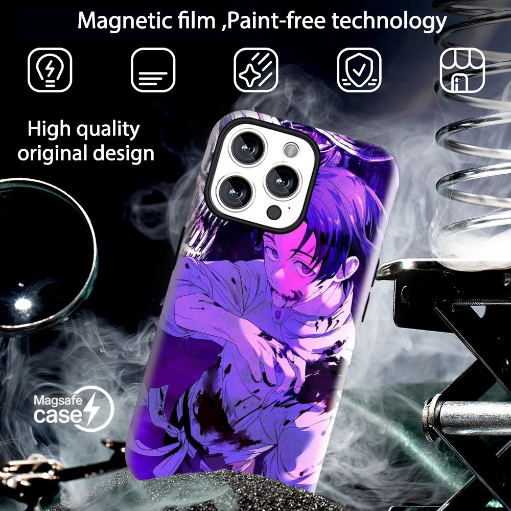 Custodia per Telefono Anime Yuta Okkotsu Jujutsu Kaisen Magnetica 2 in 1 Guscio Lucido Per iPhone 17 16 e 15 14 13 12 11 Pro Max Plus mini XS